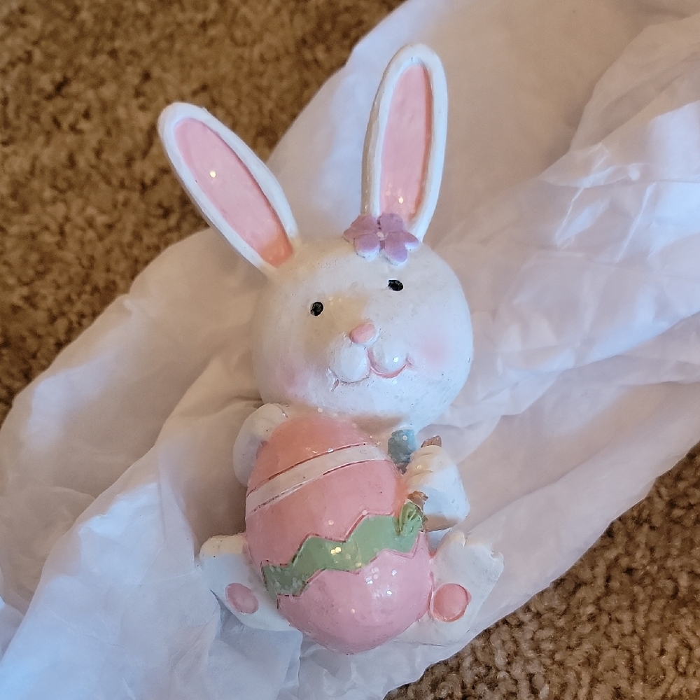 Charming Bunny with Pink Egg Decor